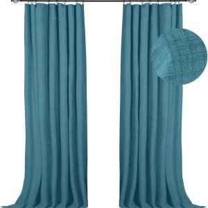 100% Blackout Shield Cortinas opacas de lino de 84 pulgadas de largo, juego de 2 paneles, anillos de clipcortinas opacas con bolsillo para barra, 100% Blackout Shield Cortinas opacas de lino de 84 pulgadas de largo, juego de 2 paneles, anillos de clipcortinas opacas con bolsillo para barra,