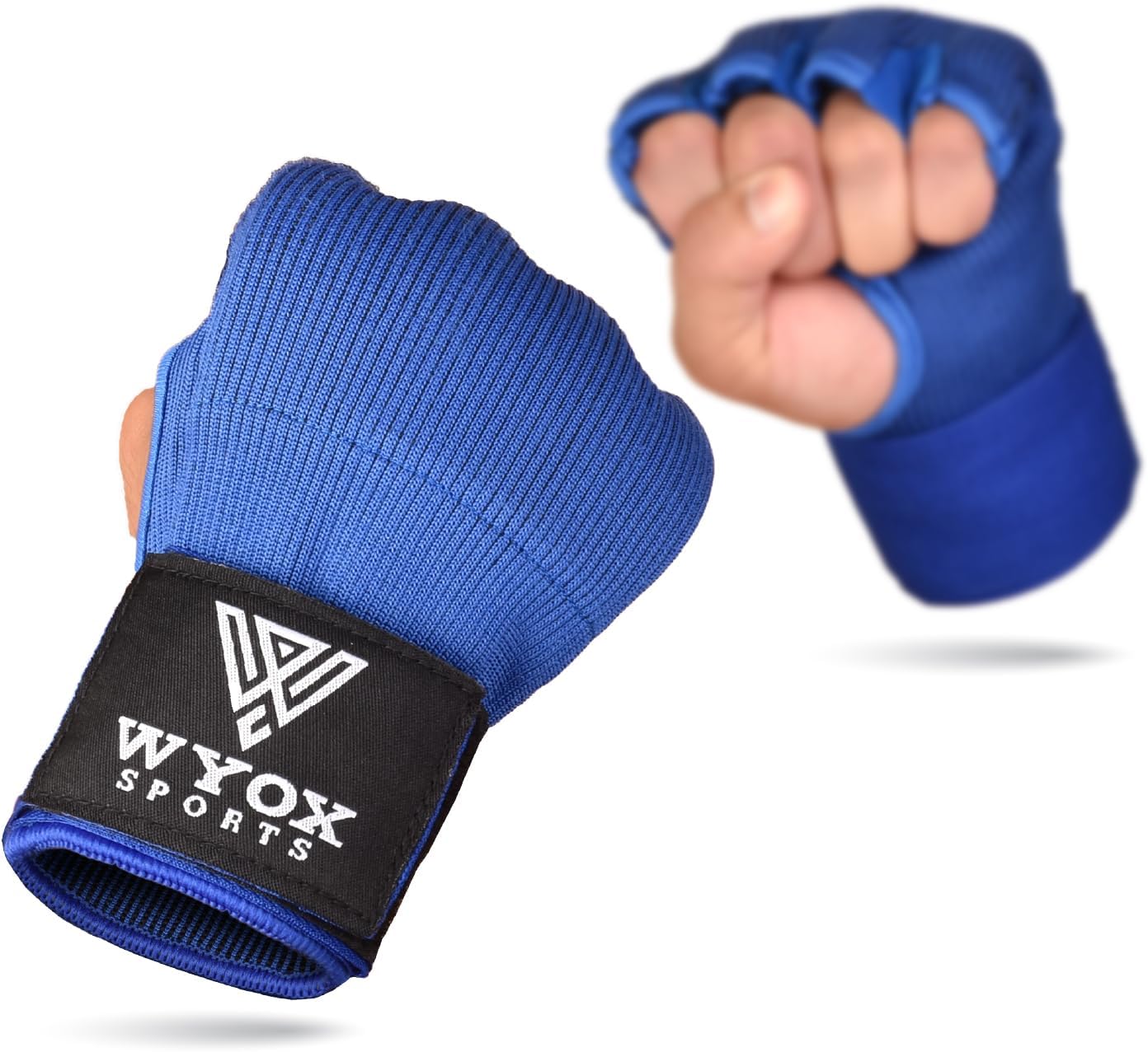 WYOX – Vendas elásticas de boxeo con nudillos acolchados de gel en el interior, para proteger los puños, para mujeres y hombres, muñequeras para