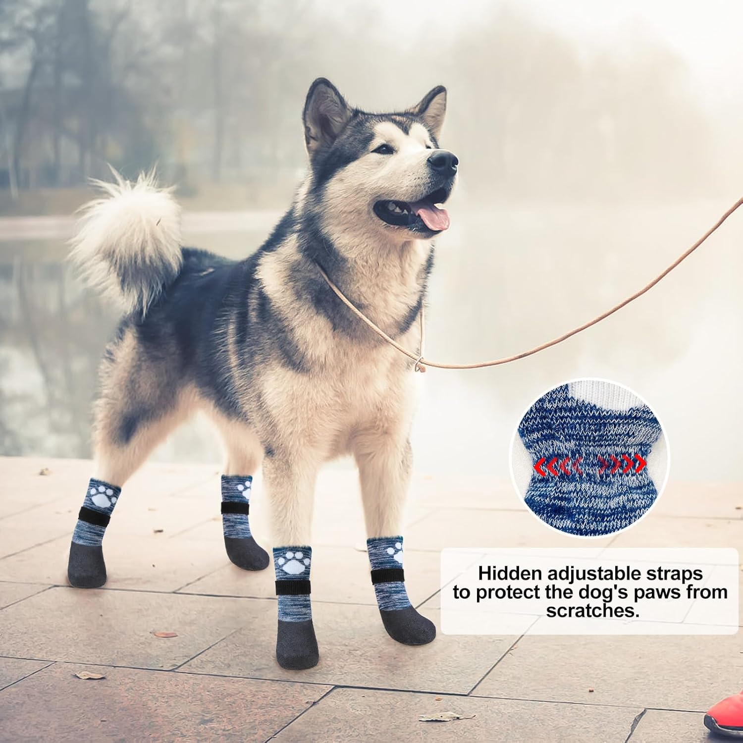 BEAUTYZOO Calcetines antideslizantes para perro, zapatos para perros para días fríos de invierno, nieve, lluvia, agarre impermeable, protectores de