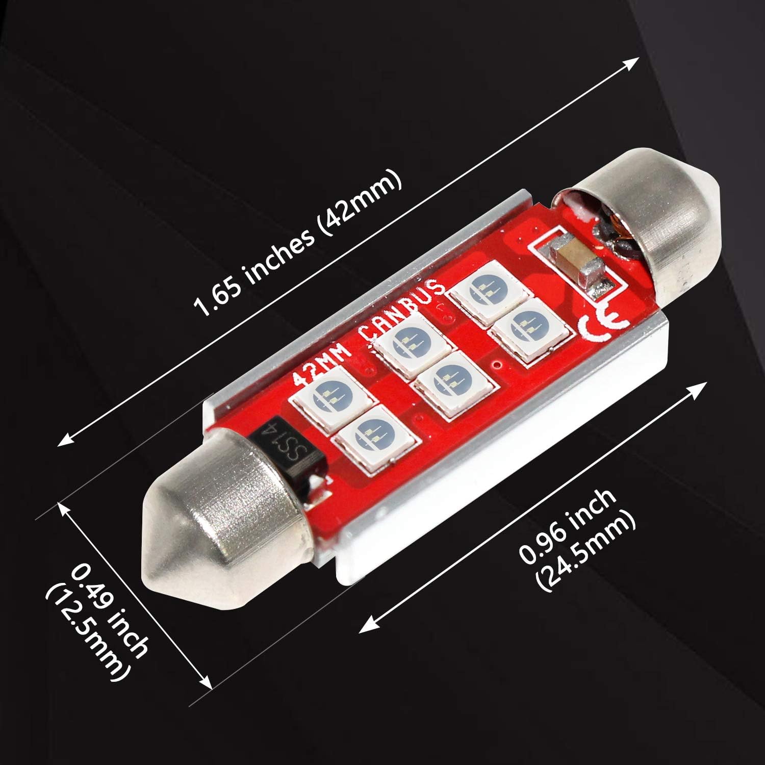 Phinlion – Bombilla superbrillante 212-2 LED 3030 6-SMD, Festoon 41 mm, 42 mm, bombillas 211-2 578 para el interior del automóvil, domo de la