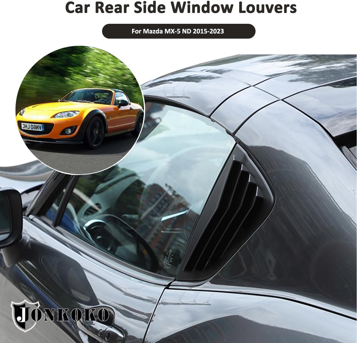 Rejillas de ventana lateral trasera de automóvil para Mazda MX-5 ND 2015-2023, persianas triangulares de vidrio, accesorios exteriores (solo se