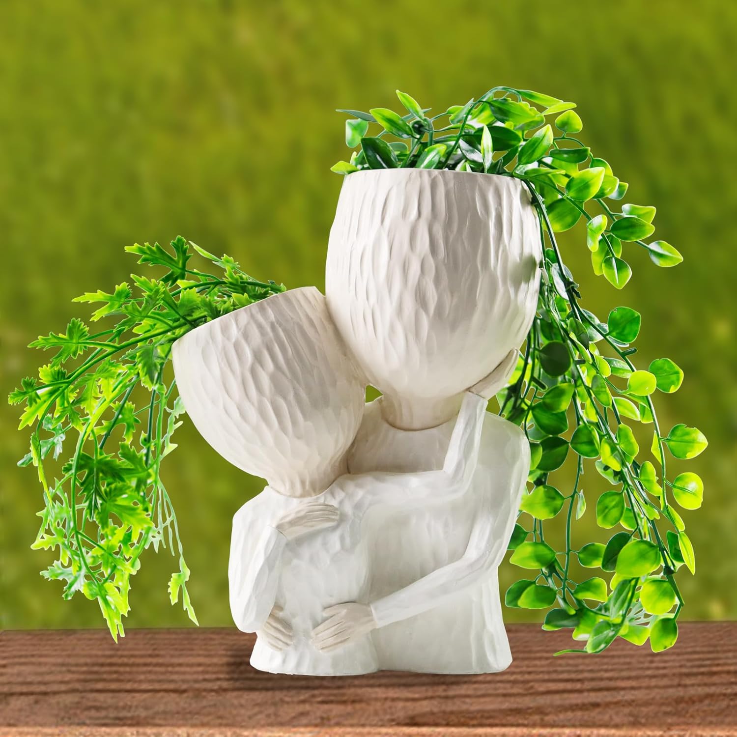 Macetero de cabeza para plantas de interior, macetas de cara para exteriores, accesorios para plantas de exterior, macetas suculentas con agujero de