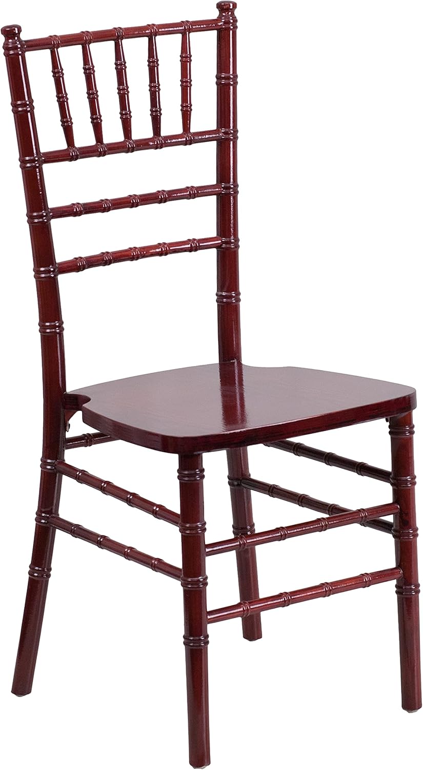 Una línea madera muebles madera color caoba Chiavari sala de baile sillas Paradise sala de baile de caoba sillas juego de 2