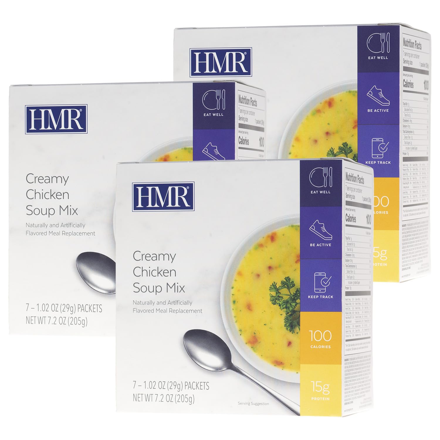 HMR Mezcla cremosa de sopa de pollo  Almuerzo o cena instantánea para apoyar el control de peso  Fácil de preparar  0.55 onzas de proteína