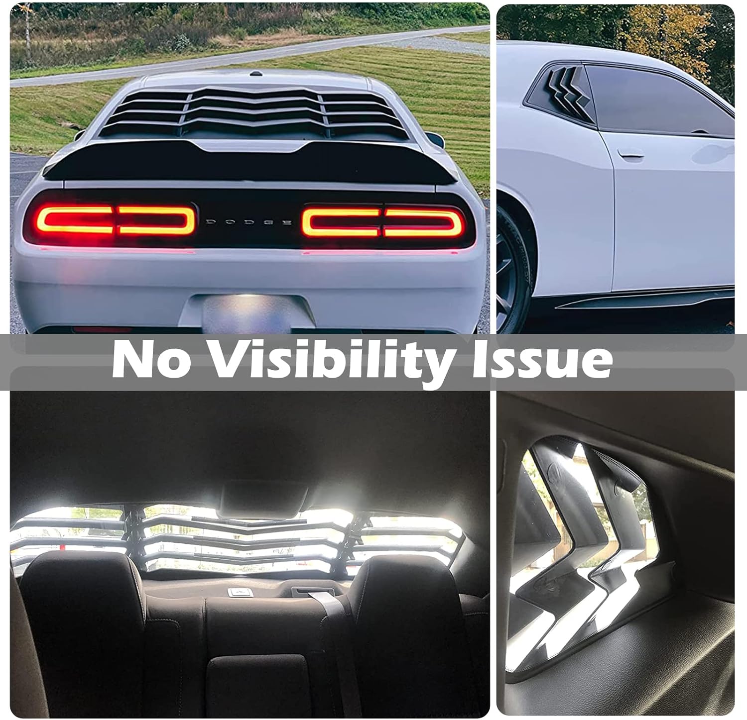 Juego de rejillas de ventana trasera y lateral para Dodge Challenger 2008-2023 para parabrisas en GT Lambo estilo ABS negro mate, ajuste