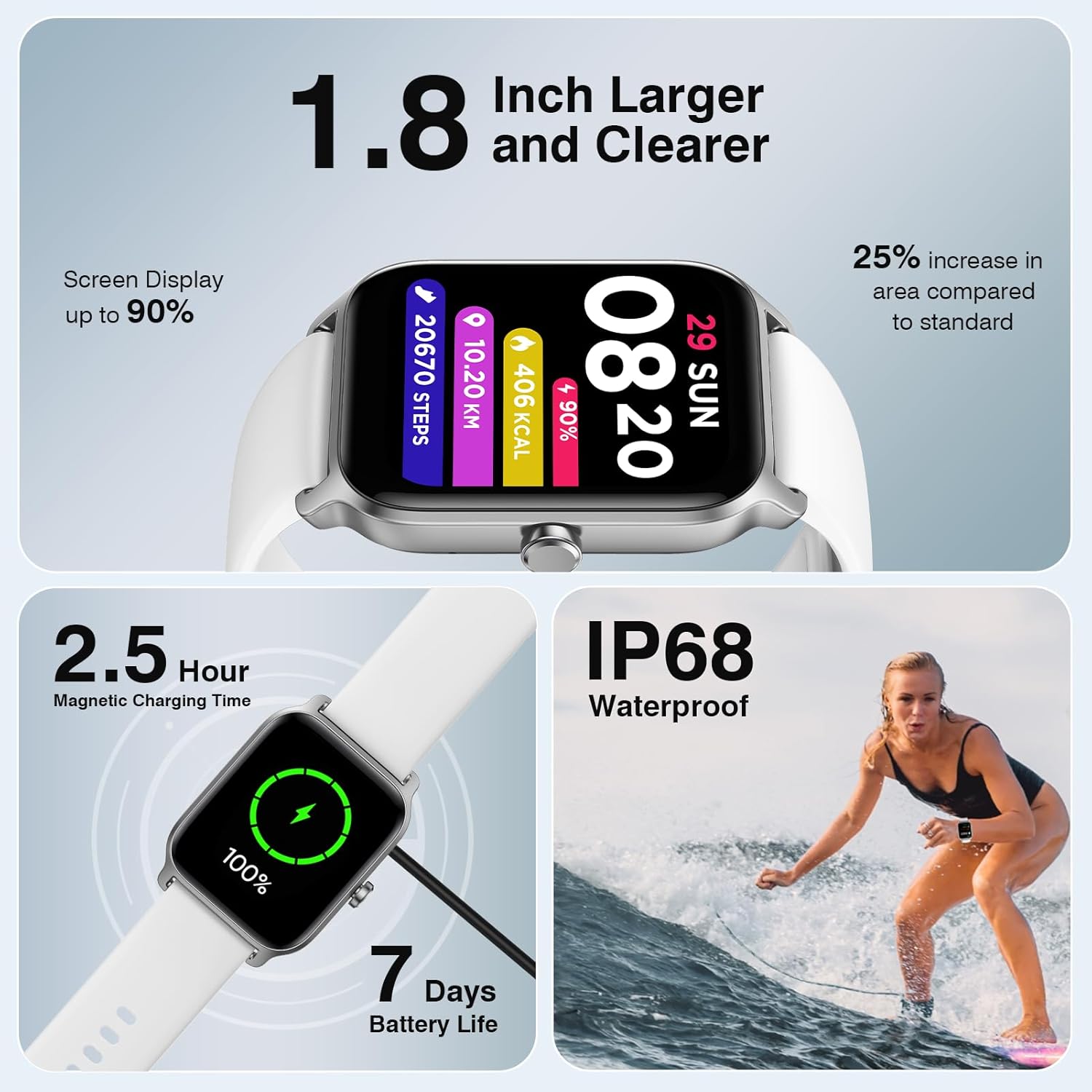 Quican Relojes inteligentes para mujer, compatibles con teléfonos iOS y Android, relojes inteligentes impermeables con llamadas, voz Alexa,