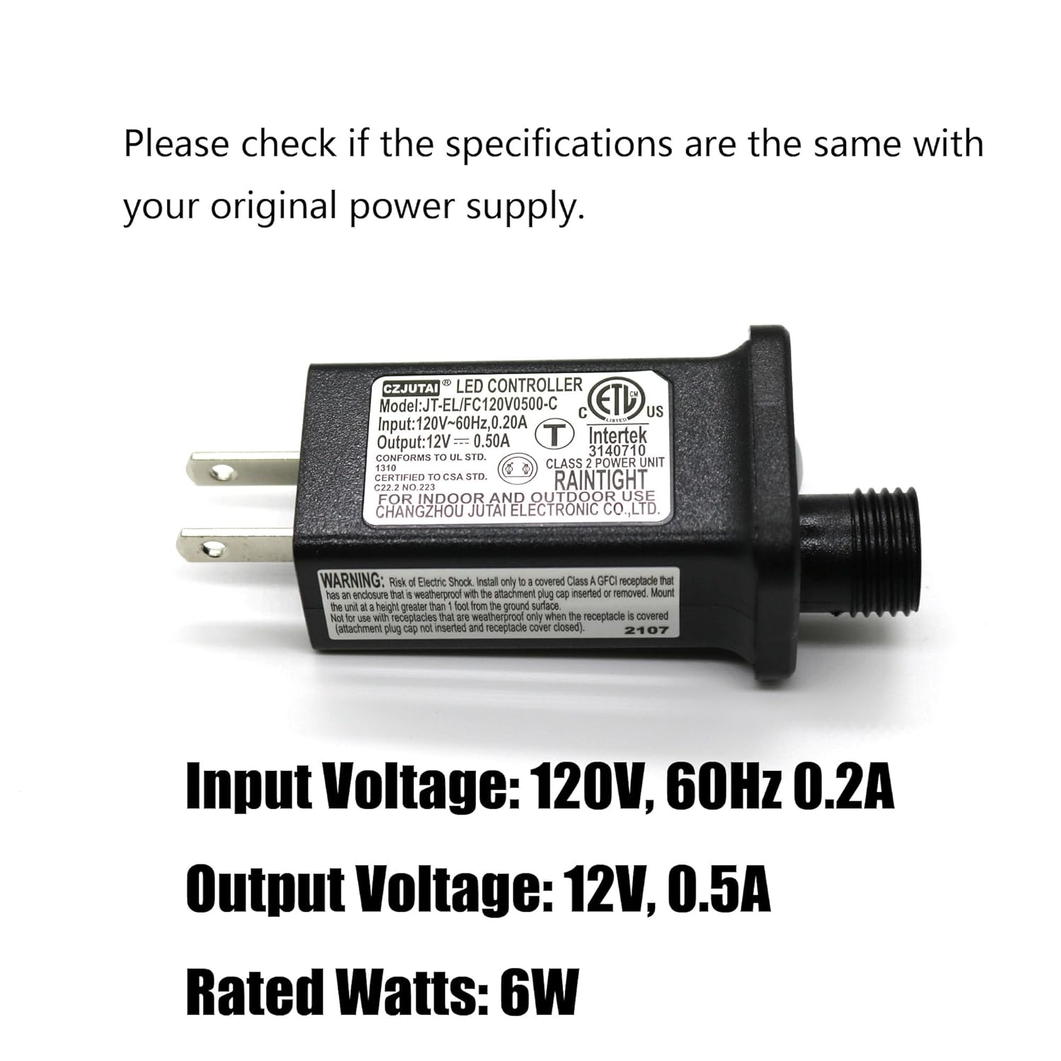 Transformador LED de 8 modos de luz LED de 12 V, fuente de alimentación de clase 2, transformador de bajo voltaje, adaptador de enchufe de EE. UU.,