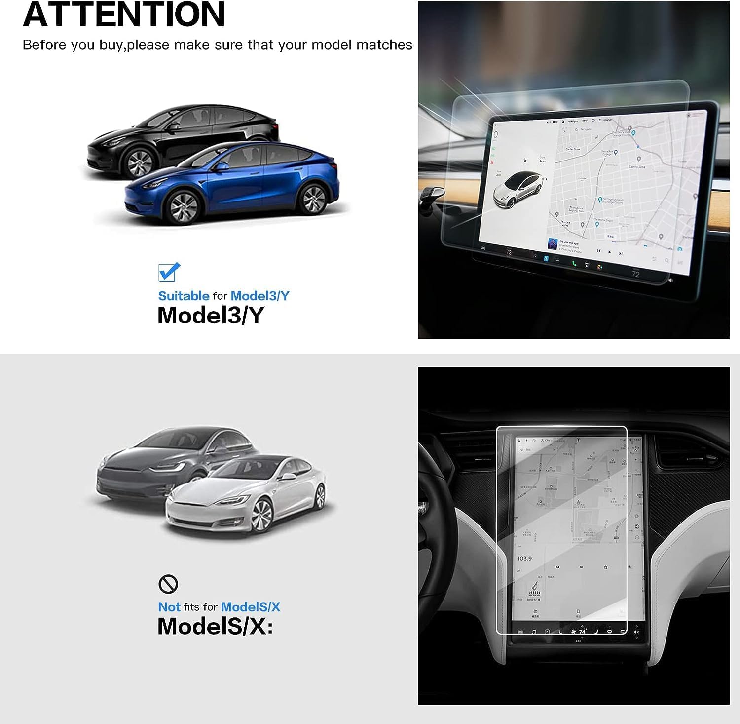 WSFSLJWDW 2 protectores de pantalla HD compatibles con Tesla Model 3 Model Y de 15 pulgadas, control central, pantalla táctil, navegación del