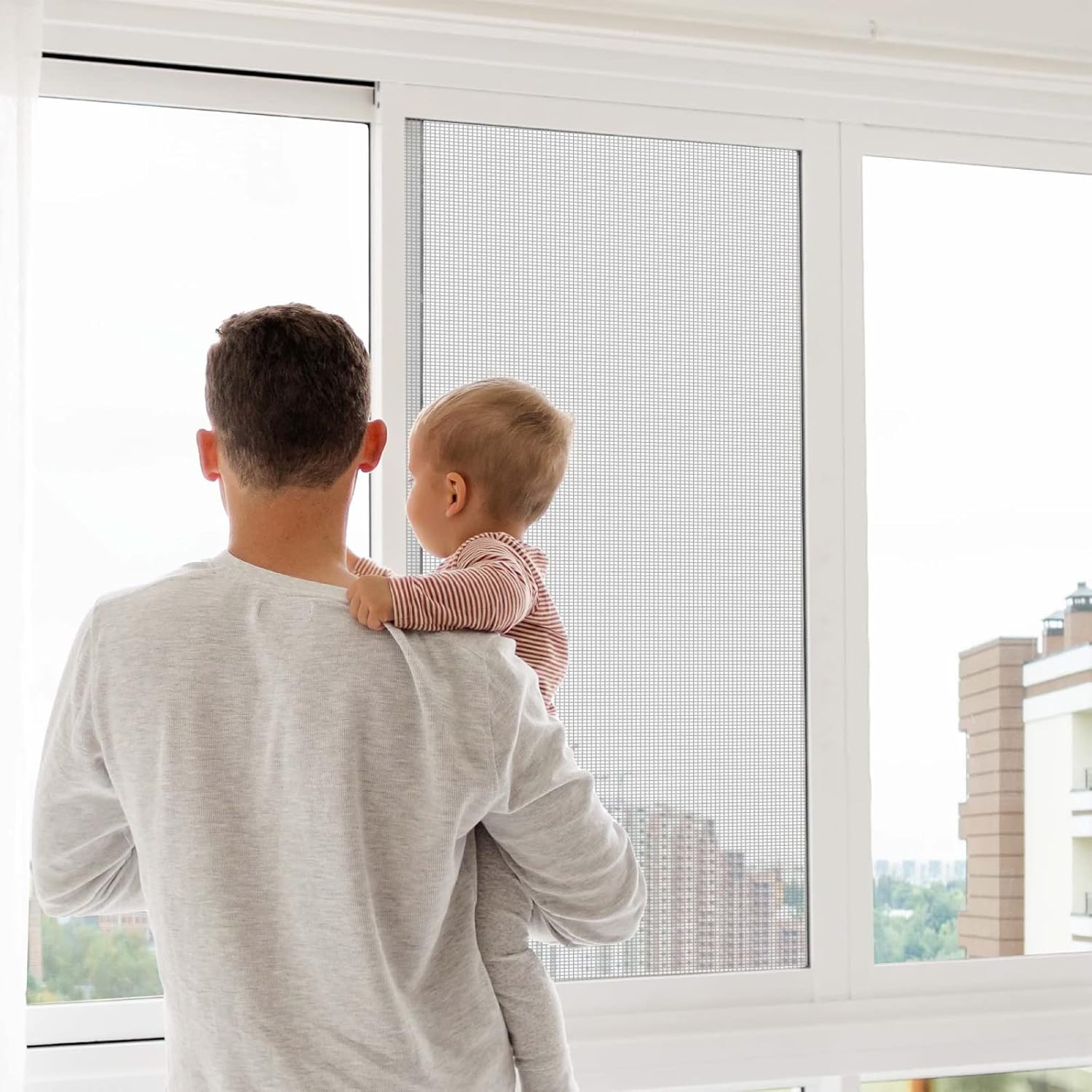 Kit de reemplazo de pantalla de ventana, 36 pulgadas de ancho x 90 pulgadas de largo, malla ajustable de poliéster duradero con ranura de retención