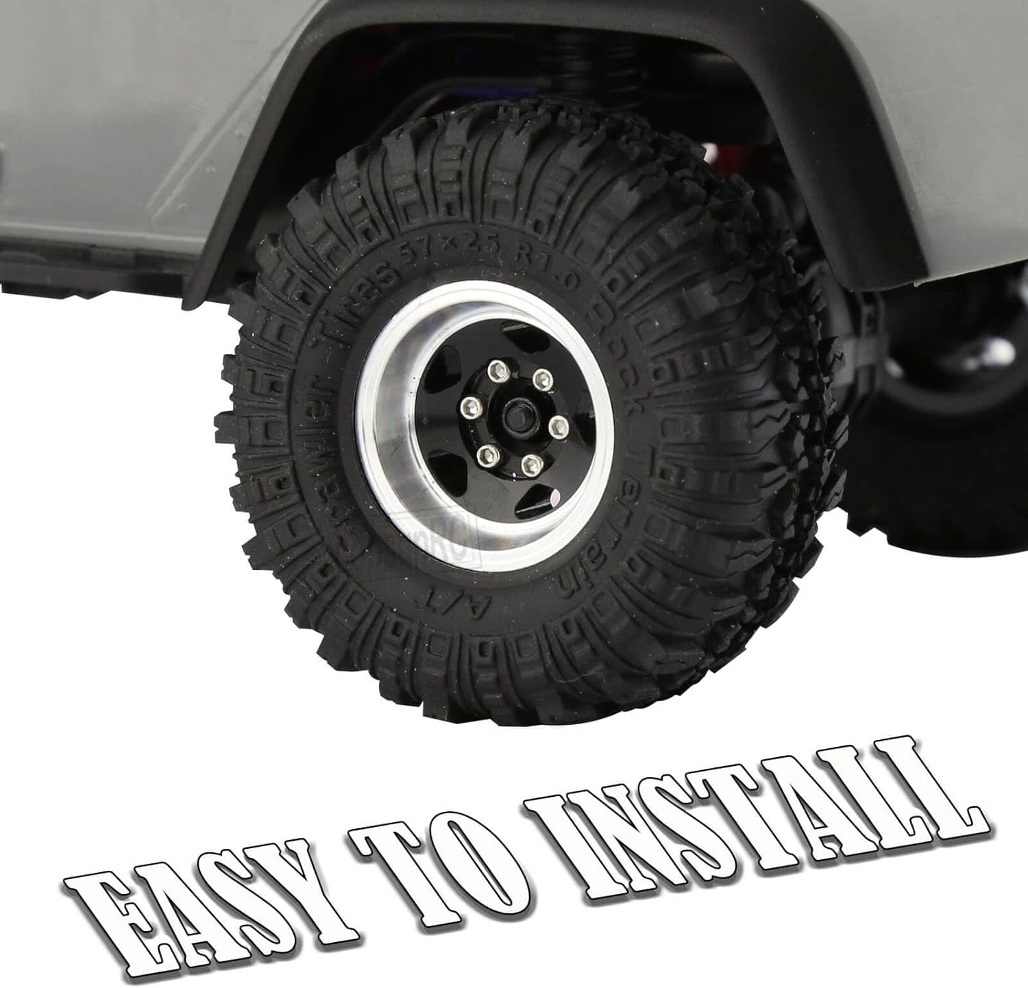 Neumáticos de aluminio Beadlock RC de 1.0 pulgadas para camiones RC 118 124 TRX4M, SCX24, FCX24 RC Crawler, ruedas RC Hops Up (4 piezas plateadas)