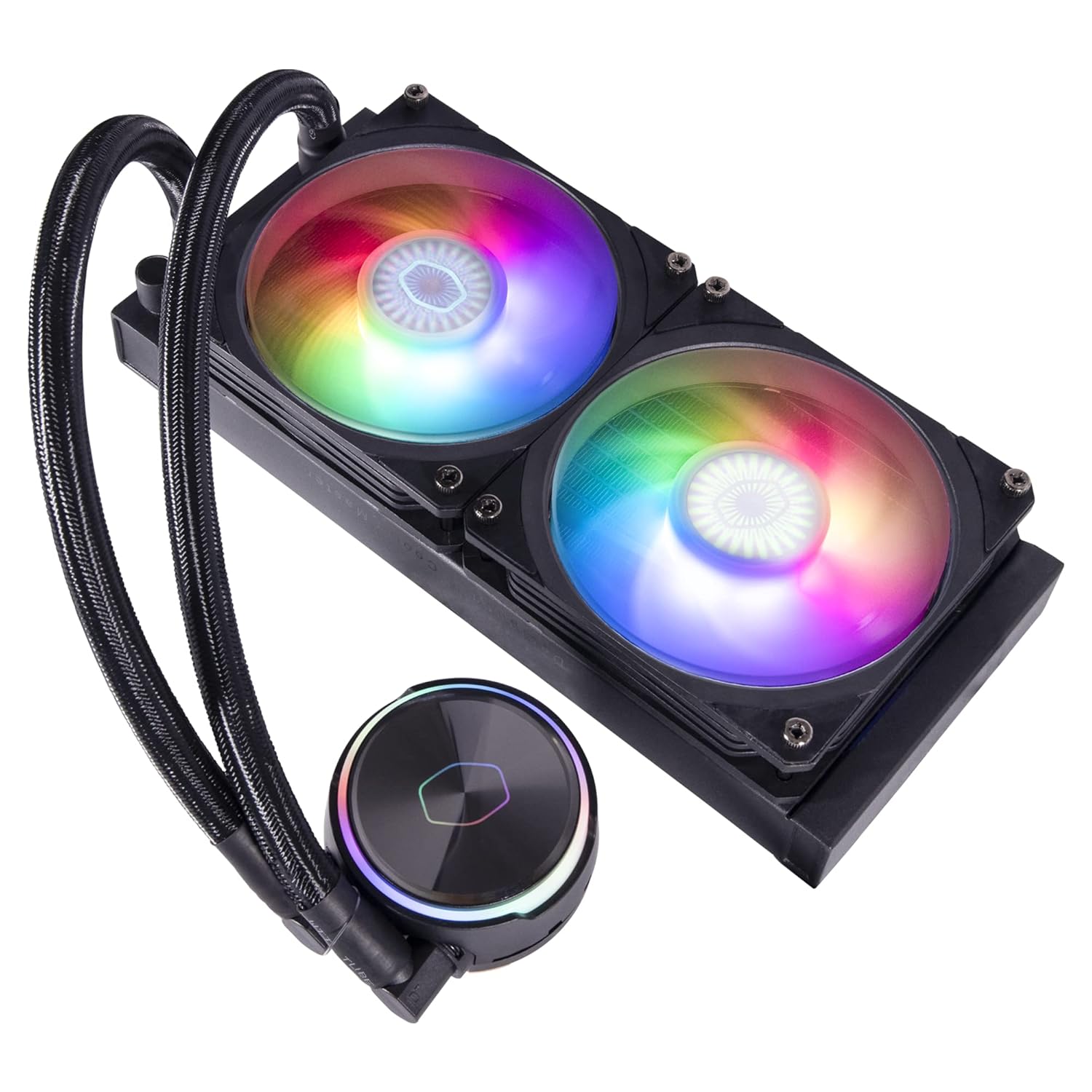 Cooler Master MasterLiquid PL240 FLUX Serie 240mm, AIO, enfriador líquido de CPU, 0 RPM, bomba de doble cámara, base de cobre ampliada, ventiladores