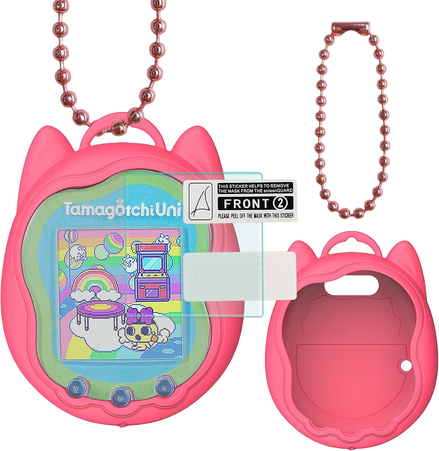 XEGIMOR Tamagotchi Uni Interactive Virtual Pet, protector de pantalla para Tamagotchi Uni Pet Band Accesorios (cubierta de silicona) (rosa)