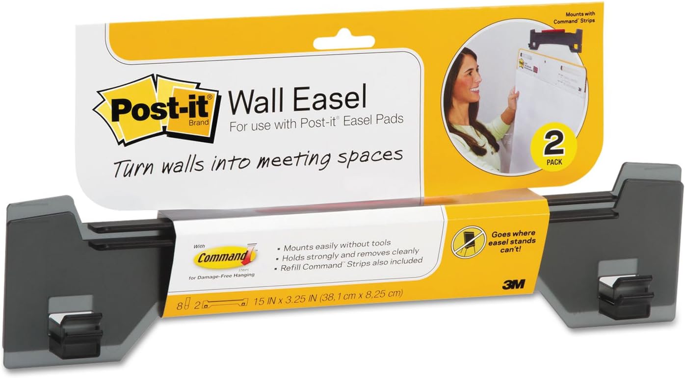 Post-It Eh5592pk – Caballete de pared, montaje adhesivo, plástico, humo, paquete de 2