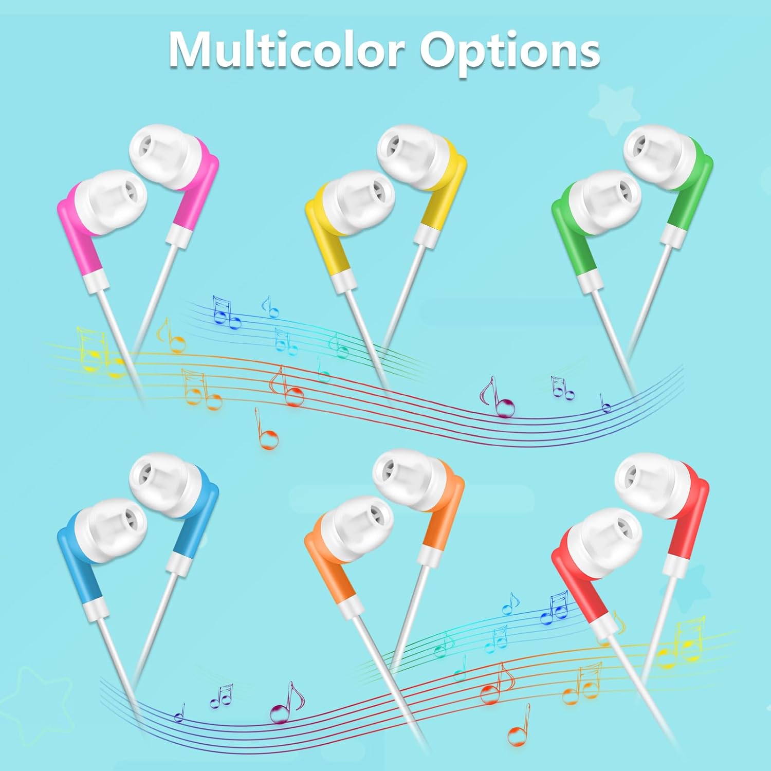 ZNXZXP Ladont – Paquete de 60 auriculares para niños y niñas pequeños adultos (6 colores mixtos)