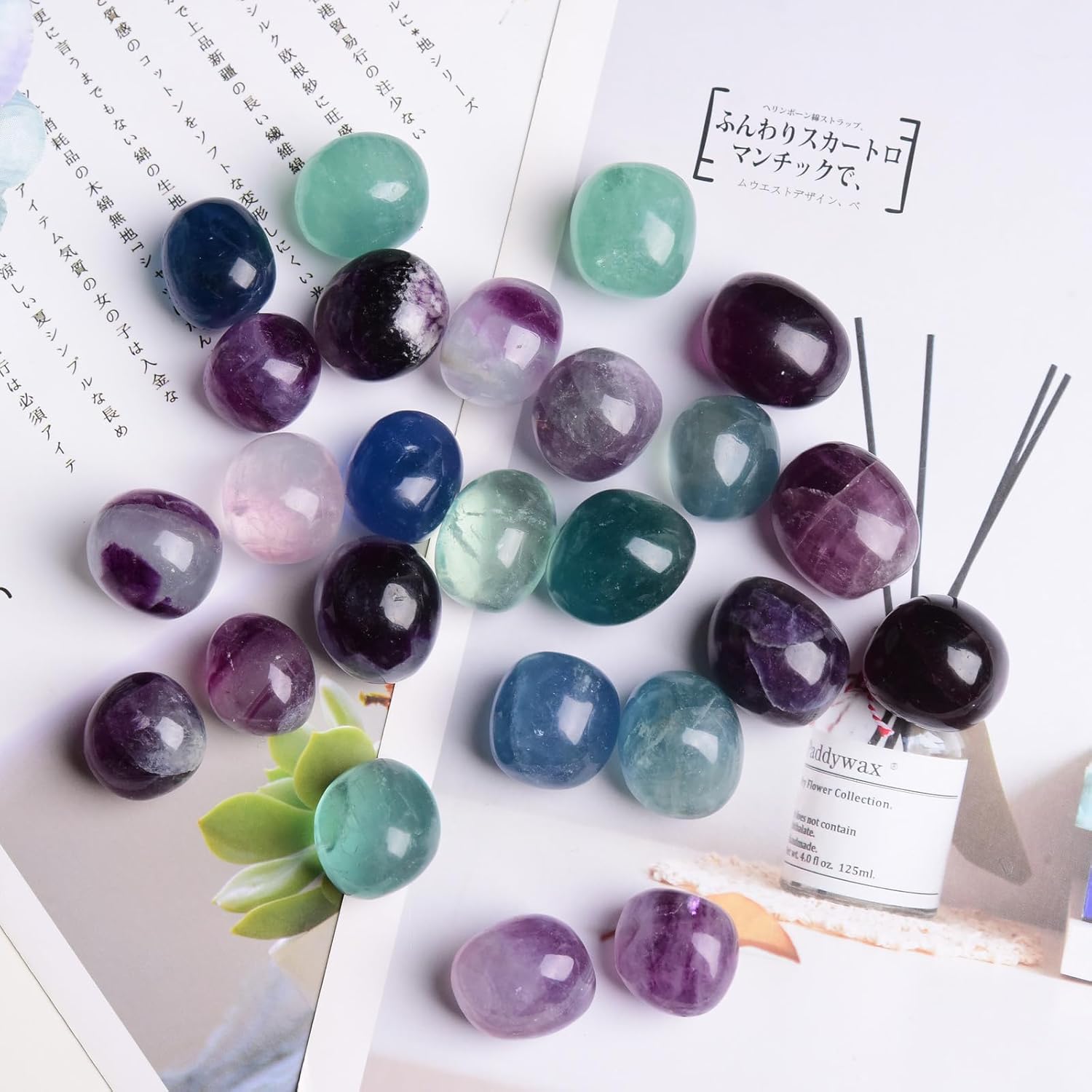 Piedras de cristal pulidas naturales de 2 libras, canicas de vidrio decorativas para relleno de jarrón, rocas para plantas de interiores, grava de