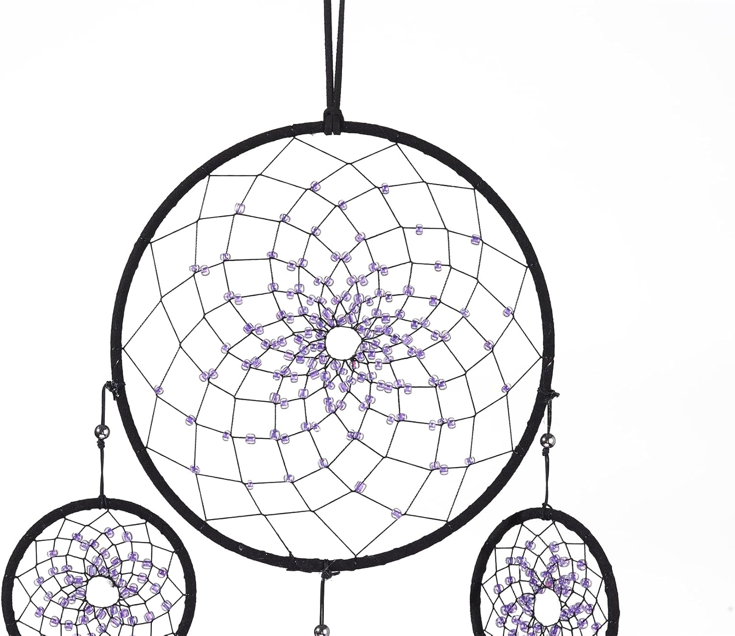 Atrapasueños de color morado estrellado, plumas de ganso con multianillo, hecho a mano, gran atrapasueños para dormitorio, atrapasueños para niñas,