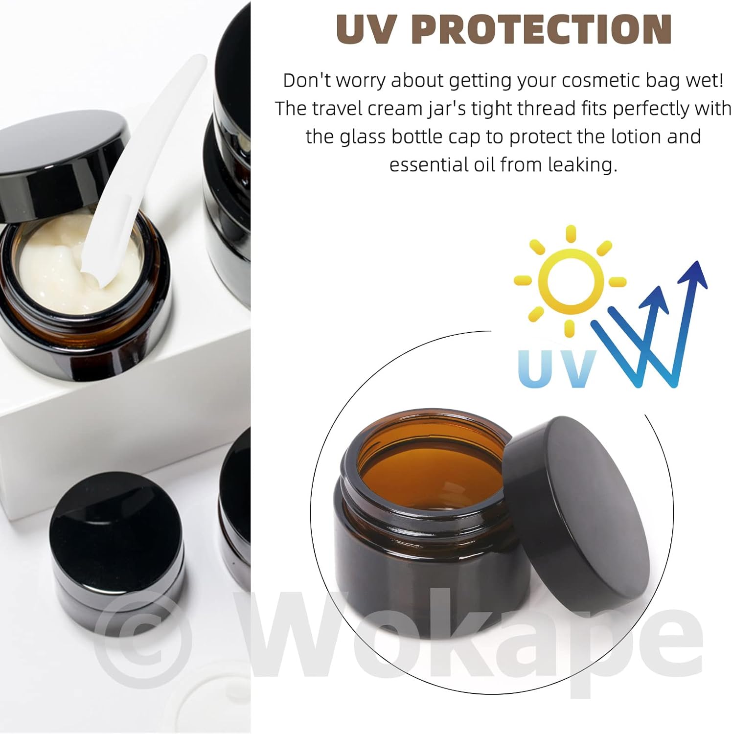 25Pcs Amber Glass Jars with Liner Lids Spoons Assortment Kit, Leak-proof Round Containers Large Capacity Jars for Cream Lotion Liquid Powder(1oz