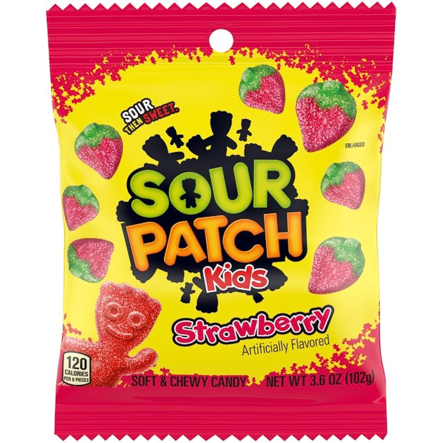 Sour Patch Peg Bag Candy, 3.6 onzas (fresa)