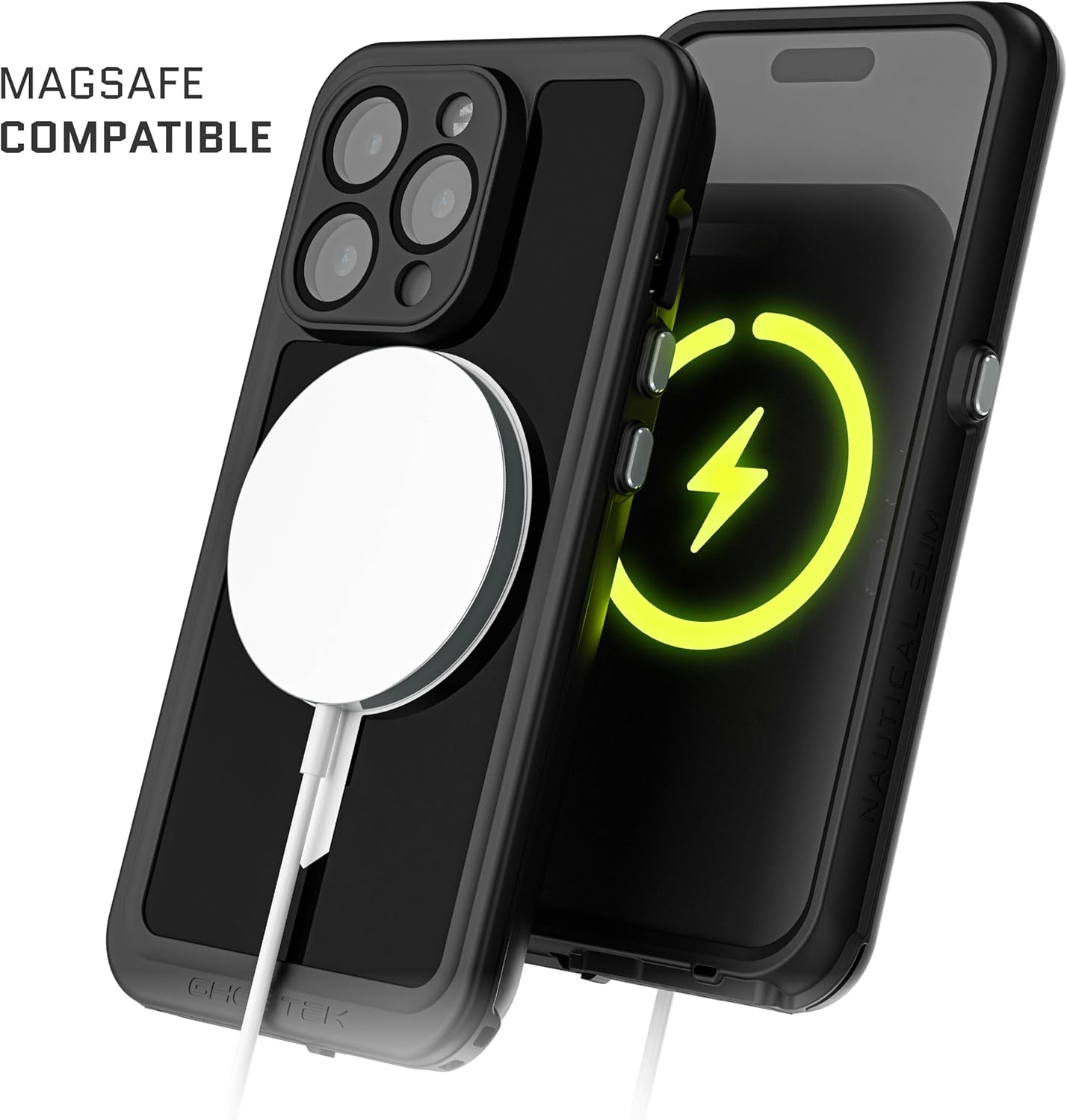 Ghostek Nautical Slim – Funda impermeable para iPhone 15 Pro, protector de pantalla y protector de cámara integrados, compatible con accesorios