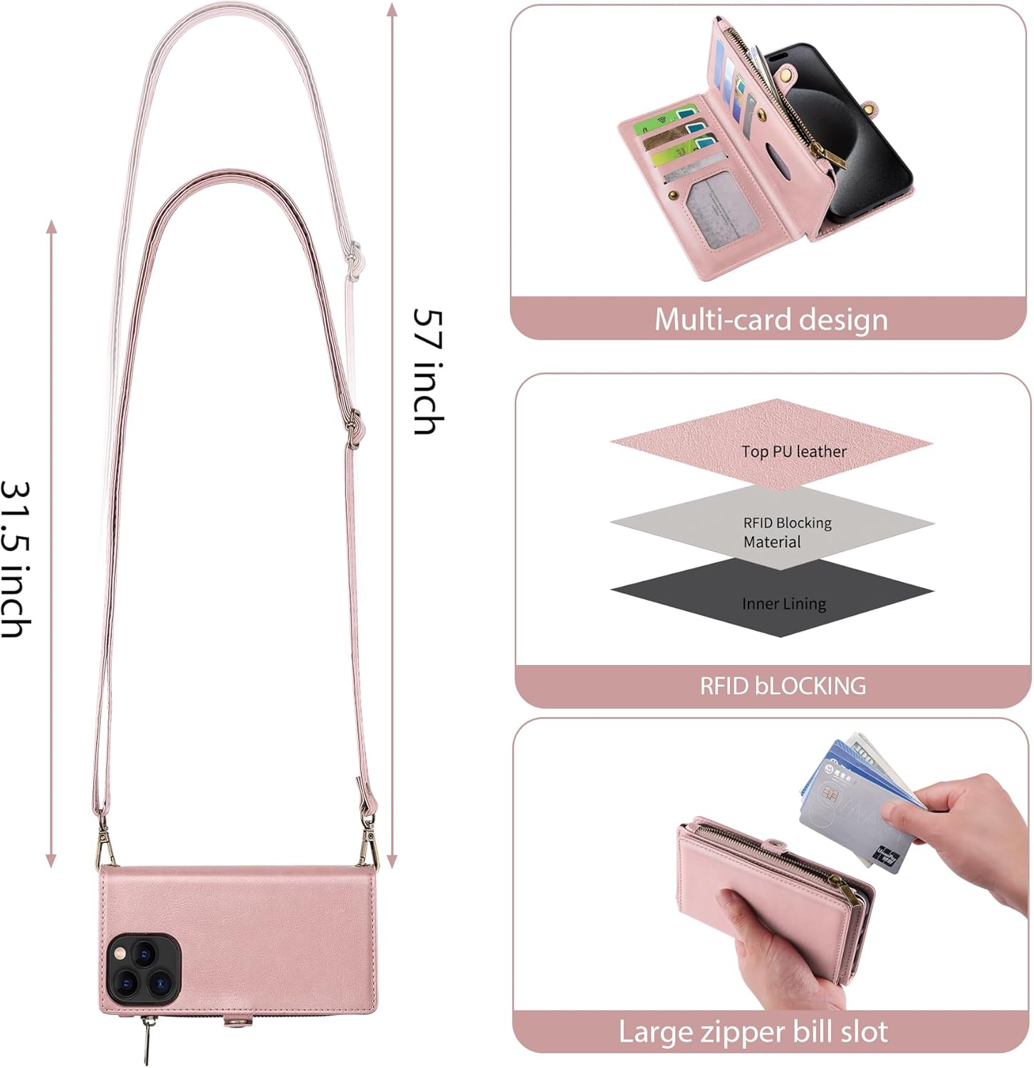 MInCYB Funda tipo cartera para iPhone 13 Pro con tarjetero (12 ranuras para tarjetas), funda de piel sintética para mujeres y hombres, carga