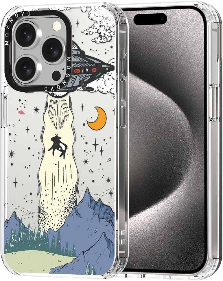 MOSNOVO Buffertech – Funda compatible con iPhone 15 Pro, impacto de caída de 6.6 pies, tecnología antidesprendimiento, funda transparente de