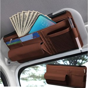 Organizador de visera solar para automóvil, soporte para cartera de bolsillo para visera de automóvil, bolsa de almacenamiento para lentes de Organizador de visera solar para automóvil, soporte para cartera de bolsillo para visera de automóvil, bolsa de almacenamiento para lentes de