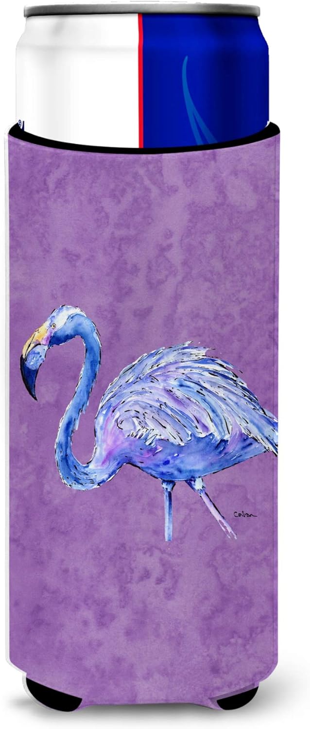 Caroline’s Treasures 8874MUK Flamingo on Purple Ultra Hugger para latas delgadas, lata delgada, multicolor
