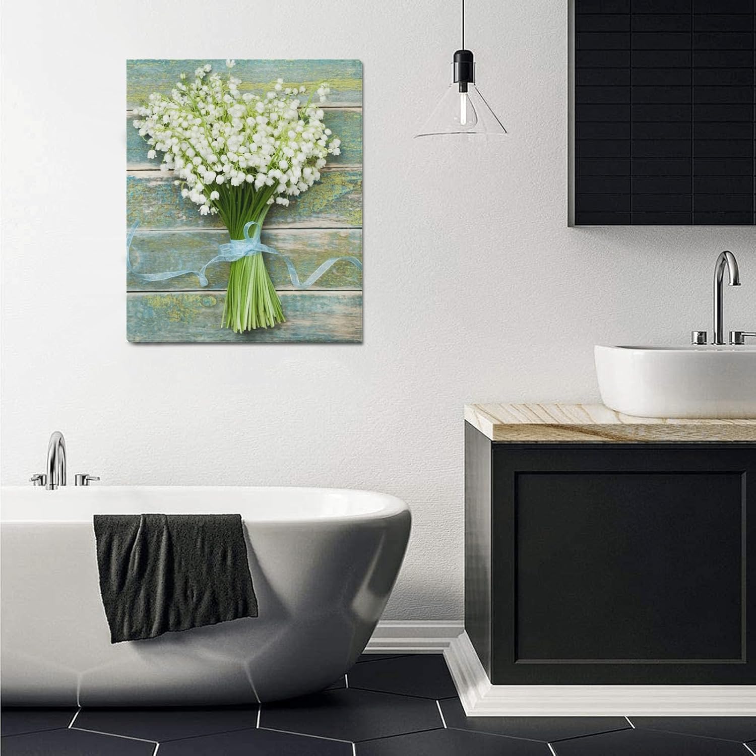 susiyo Lienzo decorativo para pared, 20 x 24 pulgadas, pintura para decoración de pared, ramo de flores, lirio del valle