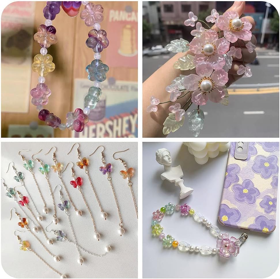80 cuentas de cristal de flor de mariposa, 16 estilos para pulseras, collares, aretes, llavero artesanal, fabricación de joyas