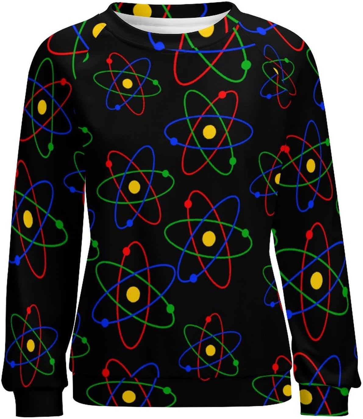 Science Atom Logo Women’s Graphic Long Sleeve Sweatshirt Casual Crewneck Pullover Relaxed Fit Tops