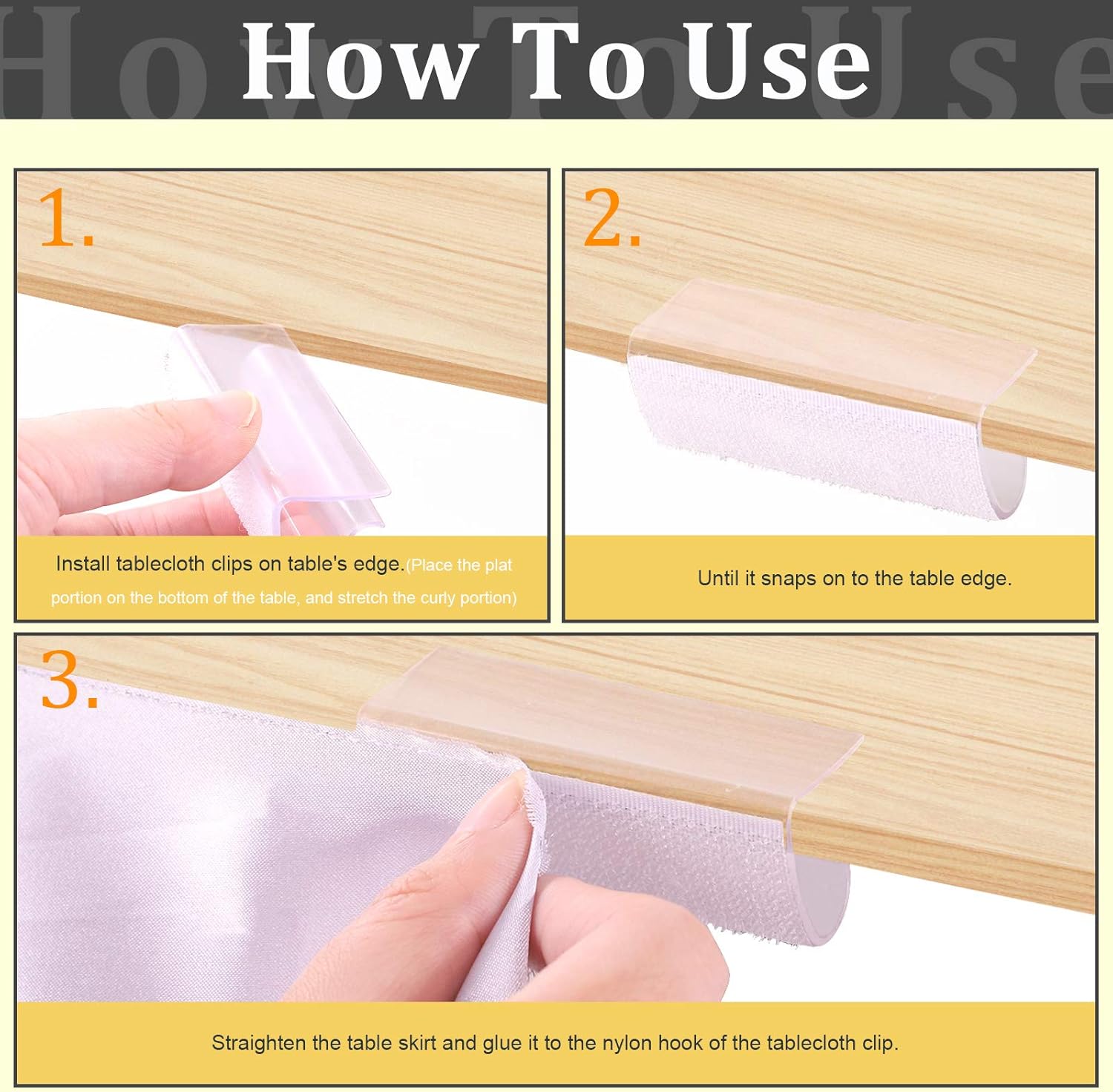 30 clips para zócalo de mesa, clips para mantel para borde de mesa de 34 a 1 pulgada con gancho y bucle, ideal para eventos en interiores y