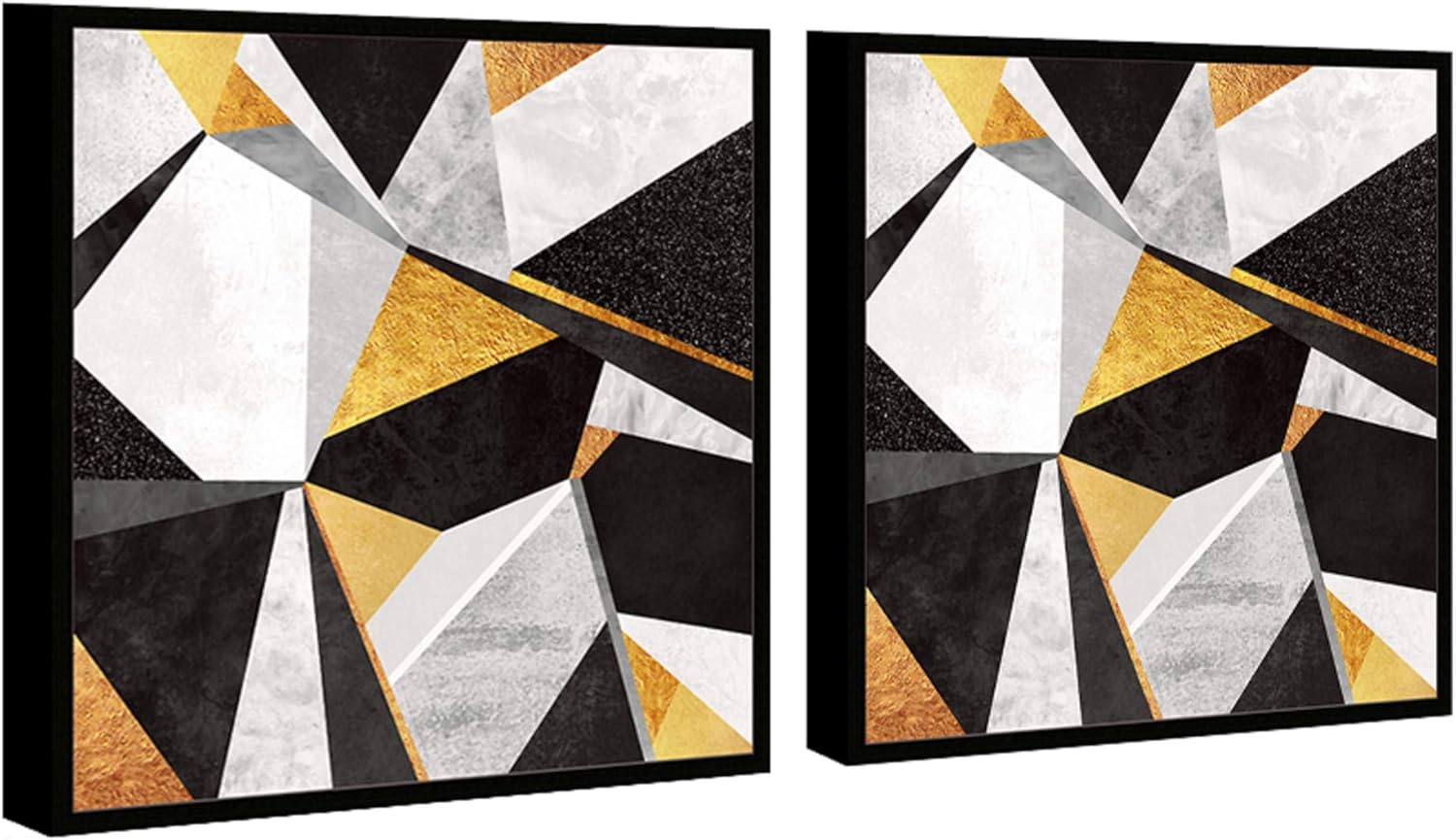 Chic Home Decor Geo France – Juego de 2 piezas de lienzo enmarcado envuelto para pared, arte de pared con estampado giclée moderno, patrón de mármol