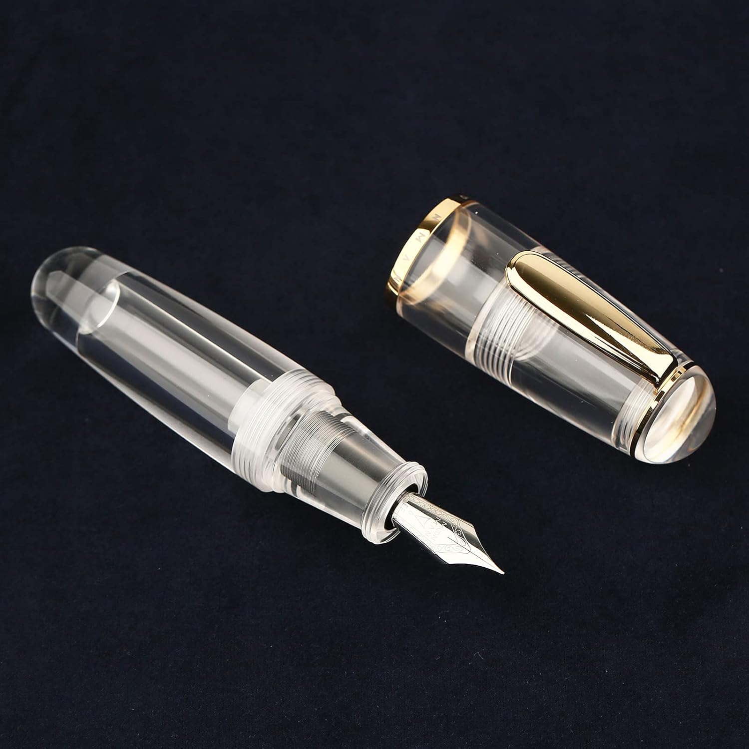 Majohn Q1 – Pluma estilográfica de punta fina, pequeño hombre gordo transparente, con relleno de cuentagotas de bolsillo, gran capacidad