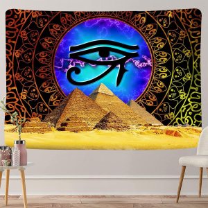 Aidatain Tapiz de pirámide egipcia, bohemio, mandala de ojos misteriosos, tapiz de pared, 60 x 40 pulgadas, tapiz artístico grande de franela para Aidatain Tapiz de pirámide egipcia, bohemio, mandala de ojos misteriosos, tapiz de pared, 60 x 40 pulgadas, tapiz artístico grande de franela para