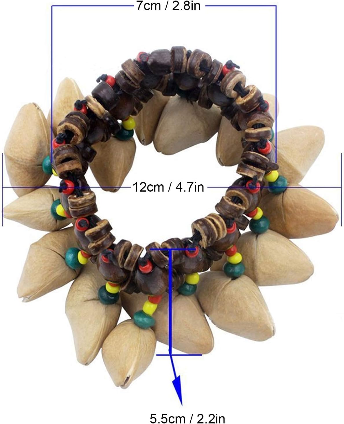 RiToEasysports Pulsera de tambor africano, hecha a mano, con concha de nuez, percusión, estilo tribal africano, pulsera de tambor con sonido nítido