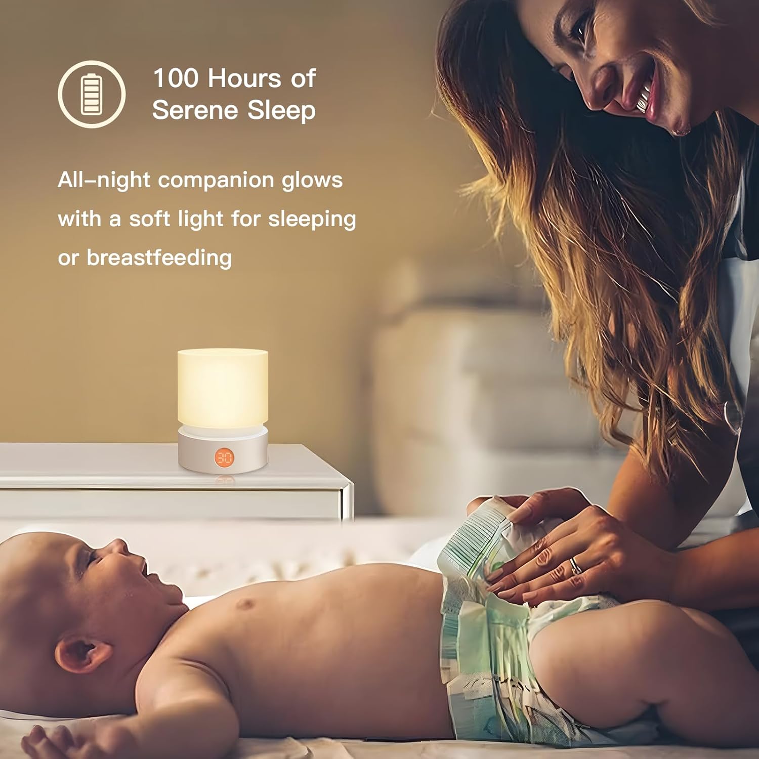 Lámpara de mesa pequeña, luz nocturna portátil regulable con temporizador para niños, luz LED cálida de 3000 K, lámparas de noche pequeñas para
