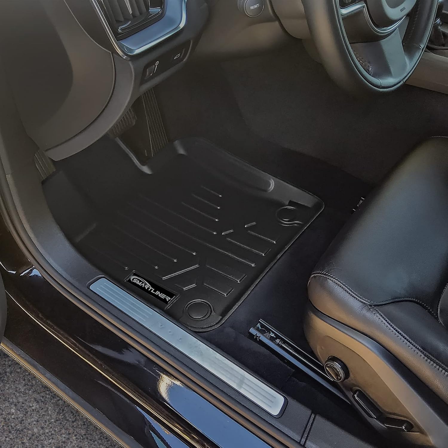 SMARTLINER Juego de alfombrillas negras de 2 filas de protección para todo tipo de clima, compatible con Volvo S60 2019-2023 (no es compatible con