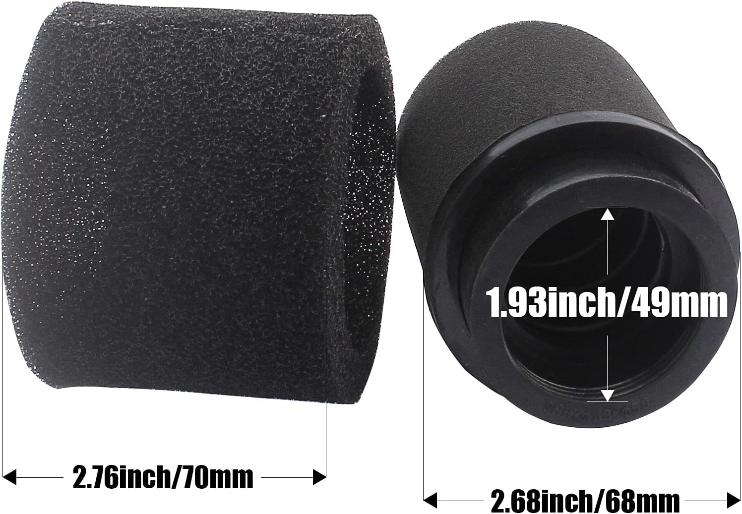 2 filtros universales de 1.890in, 1.929in, 1.969in, color negro, de doble espuma, para 50 cc – 90 cc, 110 cc, 125 cc, motocicleta, cuatrimoto, kart,