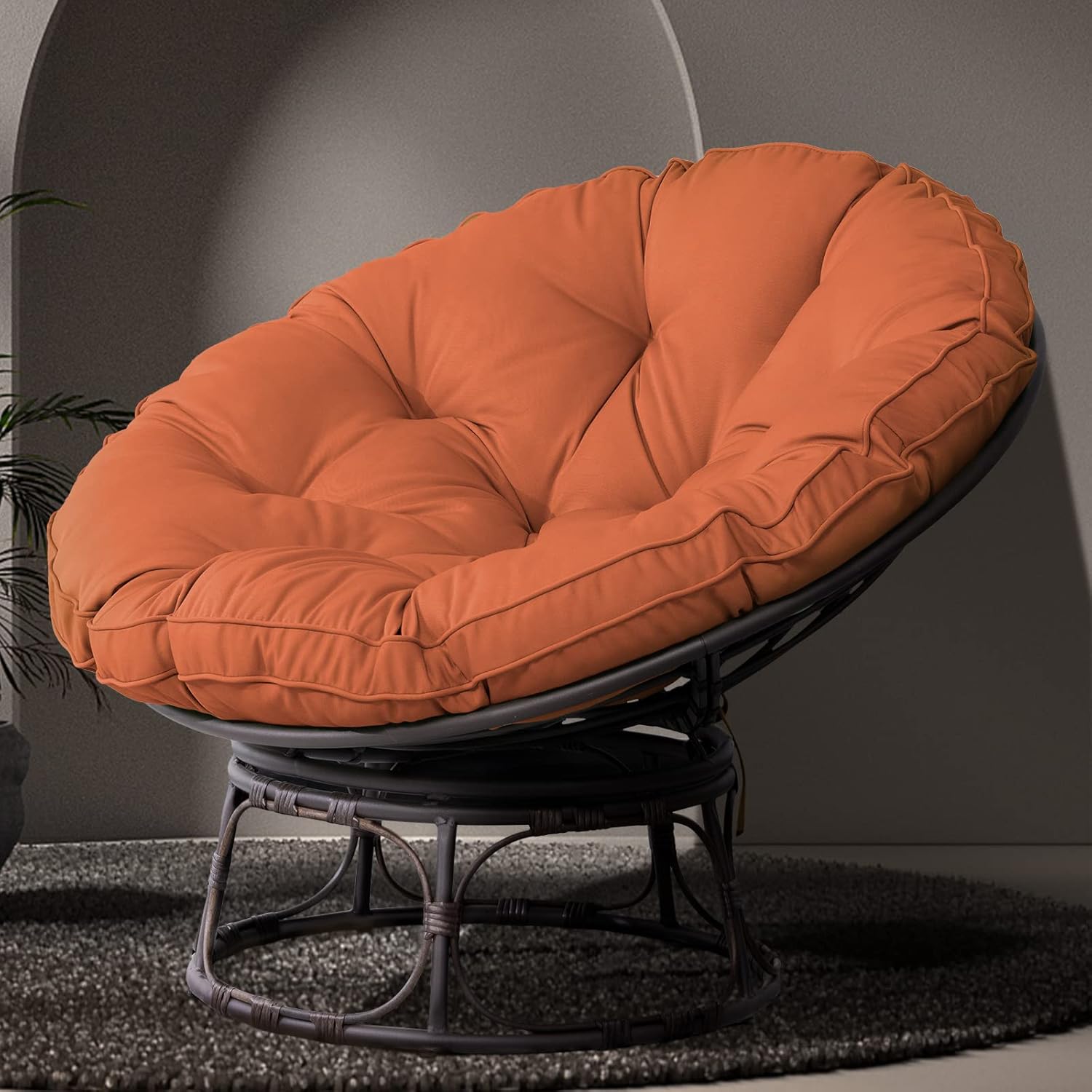 Papasan – Silla Papasan de tamaño grande de 46 pulgadas con cojín y marco sobrerelleno, silla Papasan gruesa con cojín y marco, silla perezosa,