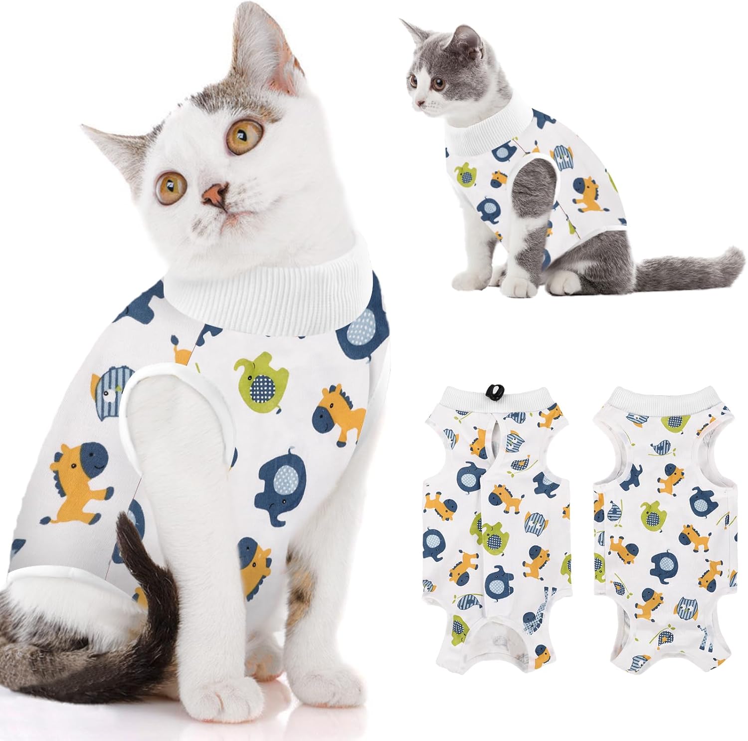 Traje de recuperación para gatos para heridas abdominales, mameluco transpirable para gatos después de la cirugía esterilización, alternativa de