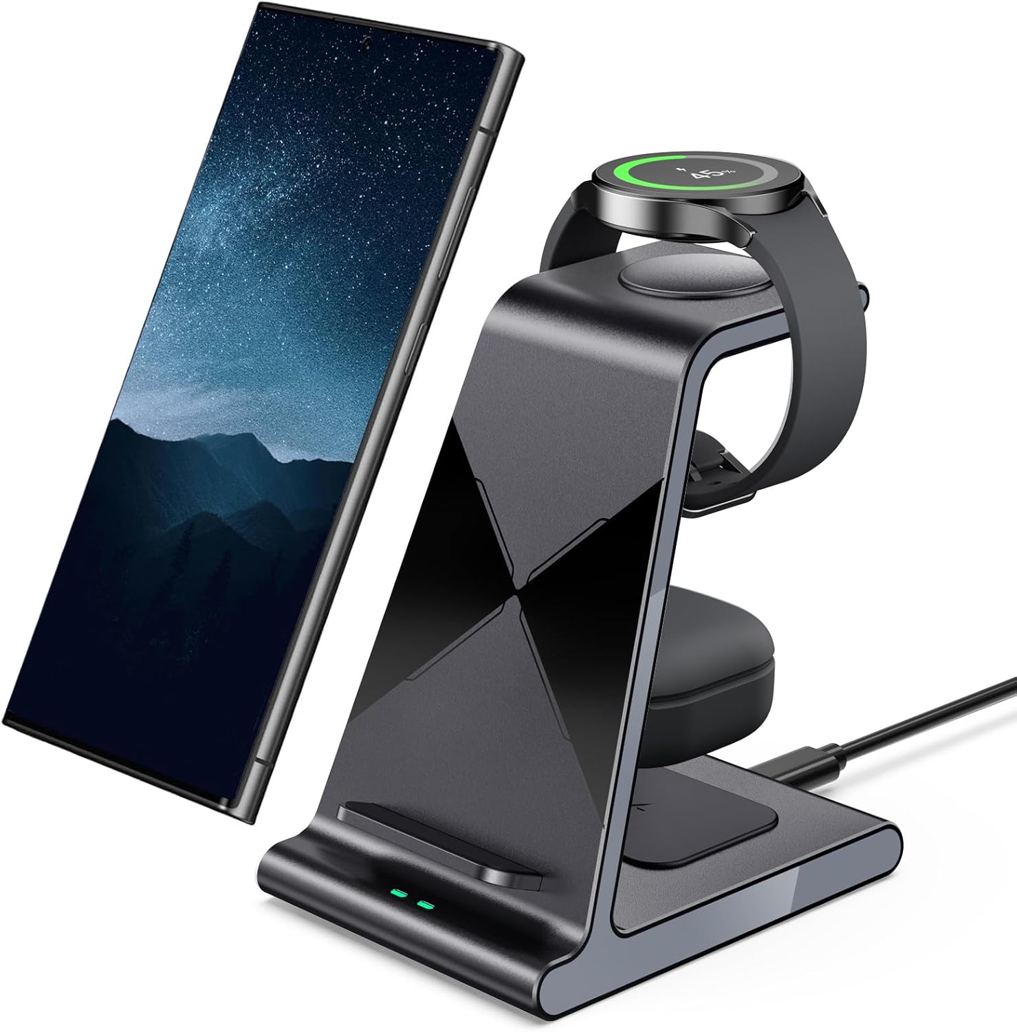 Cargador inalámbrico para Samsung, estación de carga para Samsung Galaxy S24 UltraS24+S24S23 UltraS23+S23S22Note 20Z Flip 5Fold 5, para Galaxy Watch