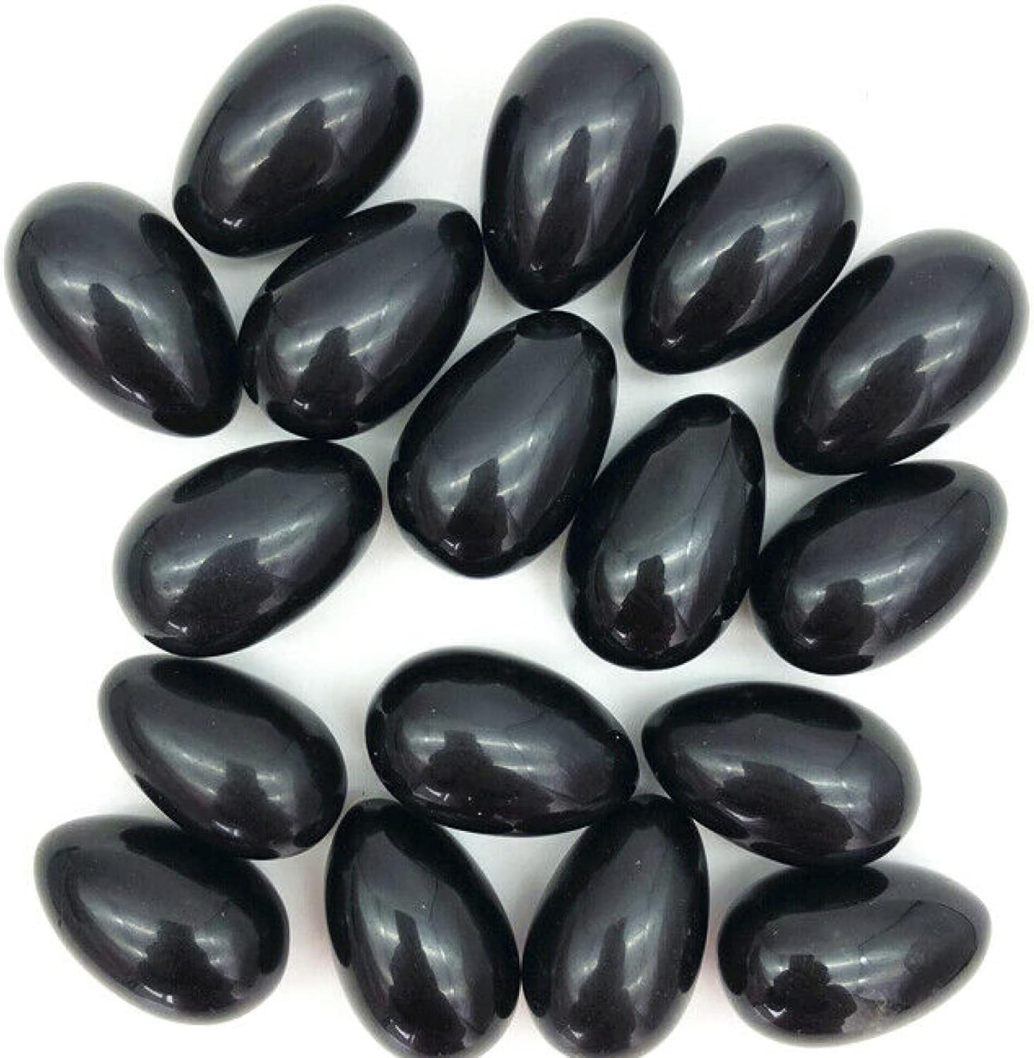 Huevos de piedras preciosas de cristal, piedra de cristal natural de obsidiana negra en forma de huevo de terapia de masaje de chakras, curación de