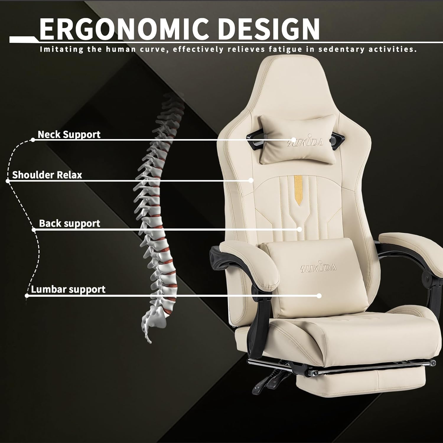 Silla de juegos con reposapiés, silla ergonómica para computadora, cojín lumbar de masaje, silla de videojuegos de carreras, silla reclinable