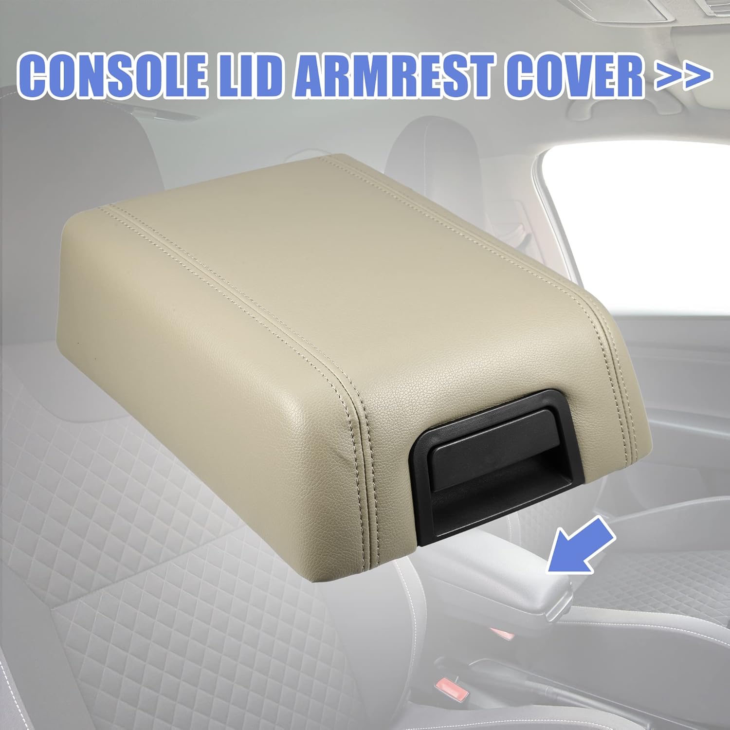 X AUTOHAUX Cubierta de la consola central del automóvil para Ford F-150 2004-2008, funda para reposabrazos de piel sintética, color beige