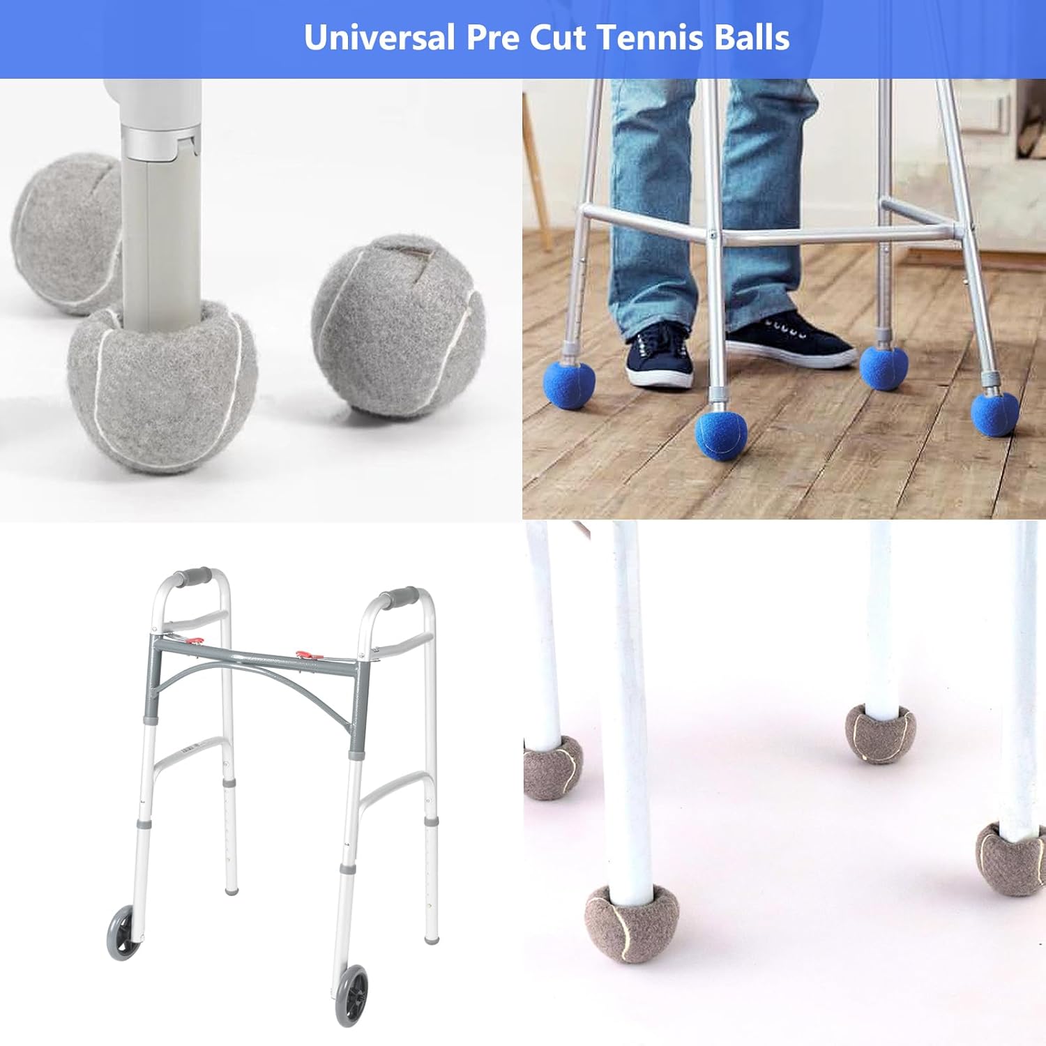 ZUJEAM Pelotas de tenis para caminantes precortadas, pelotas de tenis Walker Glide para sillas, escritorios, patas de muebles y protección del