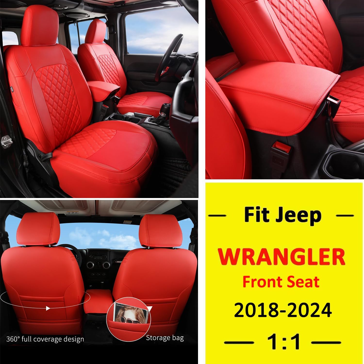 GIANT PANDA Fundas personalizadas para asiento delantero de automóvil para Jeep Wrangler 24 puertas JL Sahara Sport Rubicon Unlimited Willys 4xe