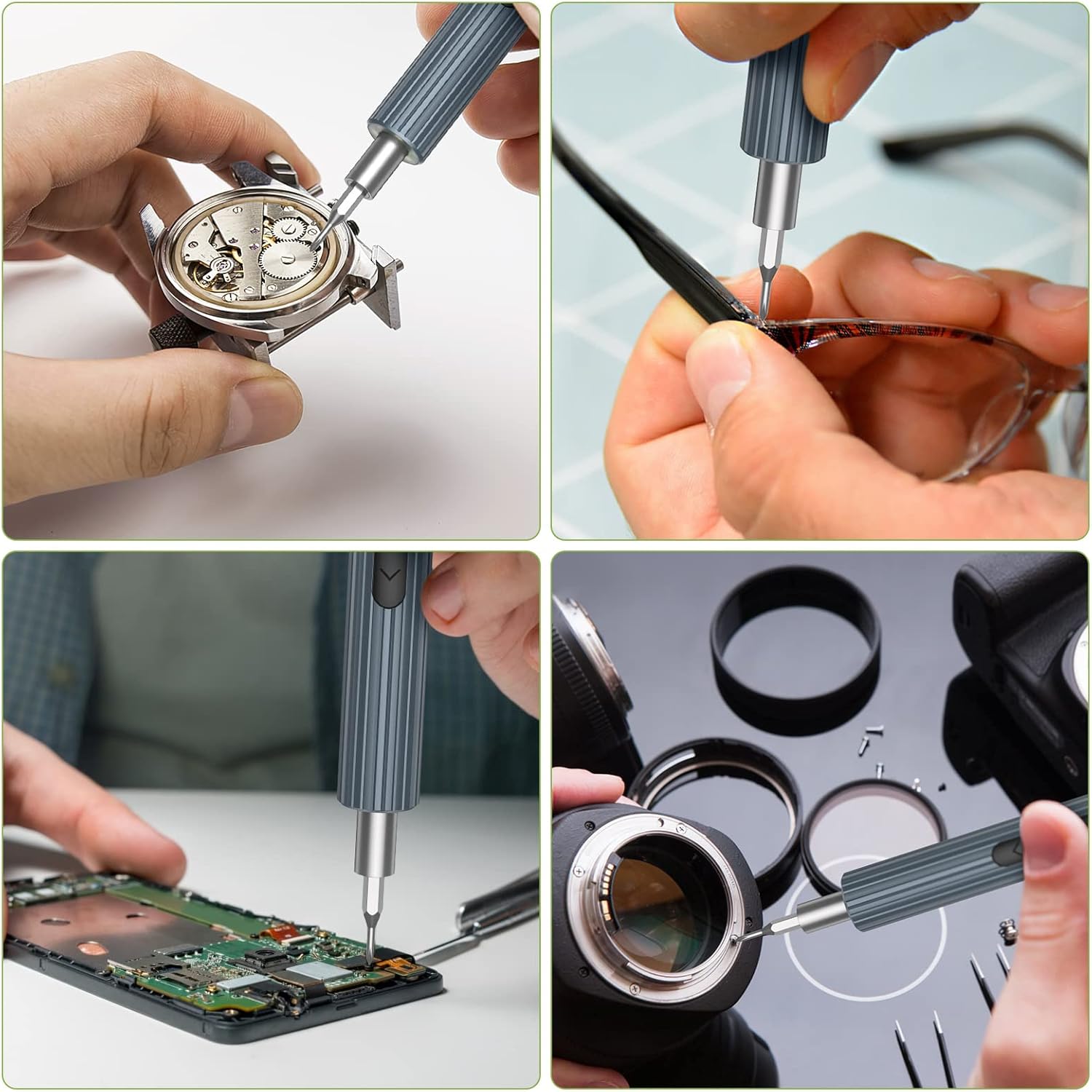 KeeKit Destornillador eléctrico de precisión, destornillador eléctrico portátil 36 en 1 con 30 bits, kits de herramientas de reparación recargables