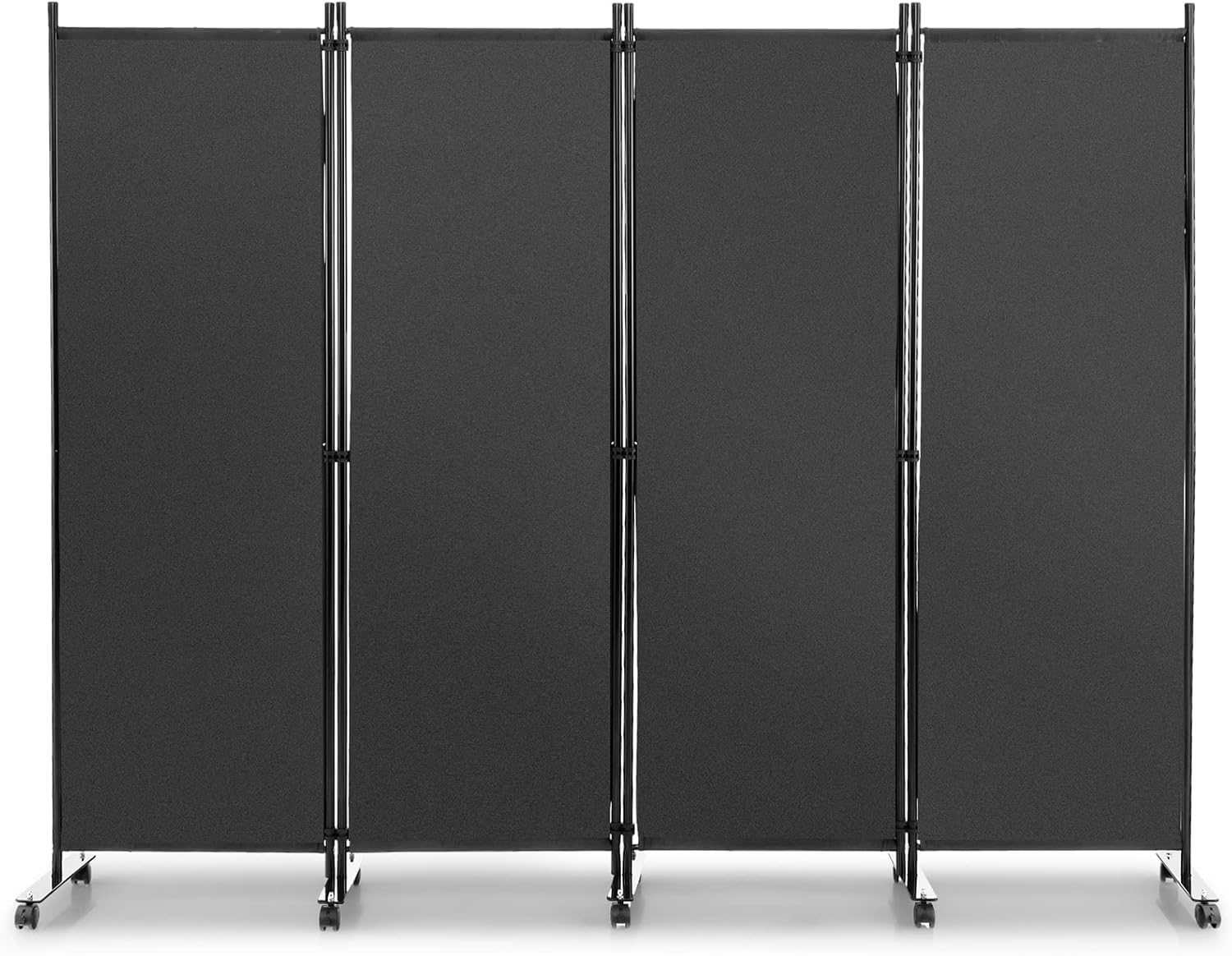 Giantex Divisor de habitación de 4 paneles con rodillos gris pantalla de privacidad plegable independiente de 5.7 pies, divisor de pared de 89