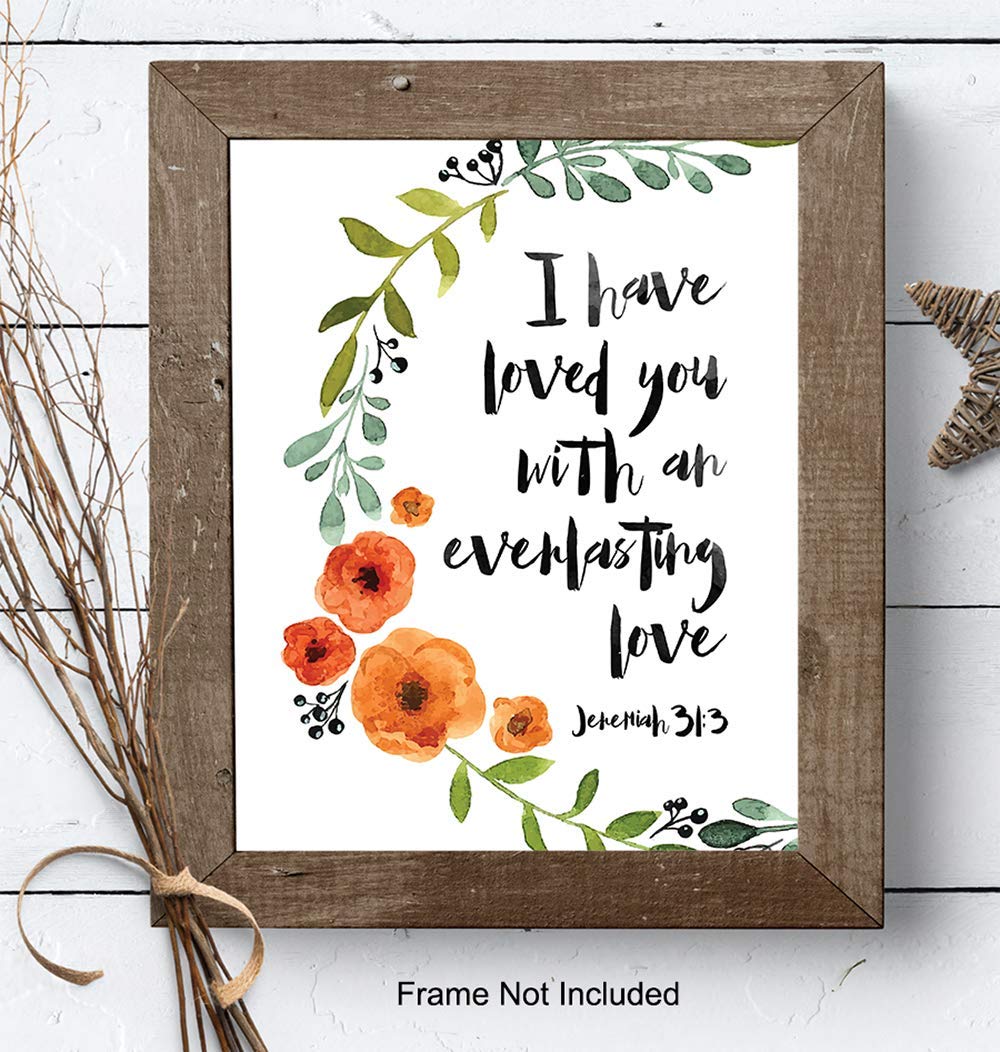 Love Bible Verse – Religious Christian Scripture Wall Art – Home Decor, Decoration for Bedroom, Living Room, Church – Romantic Gift for Women, Men,