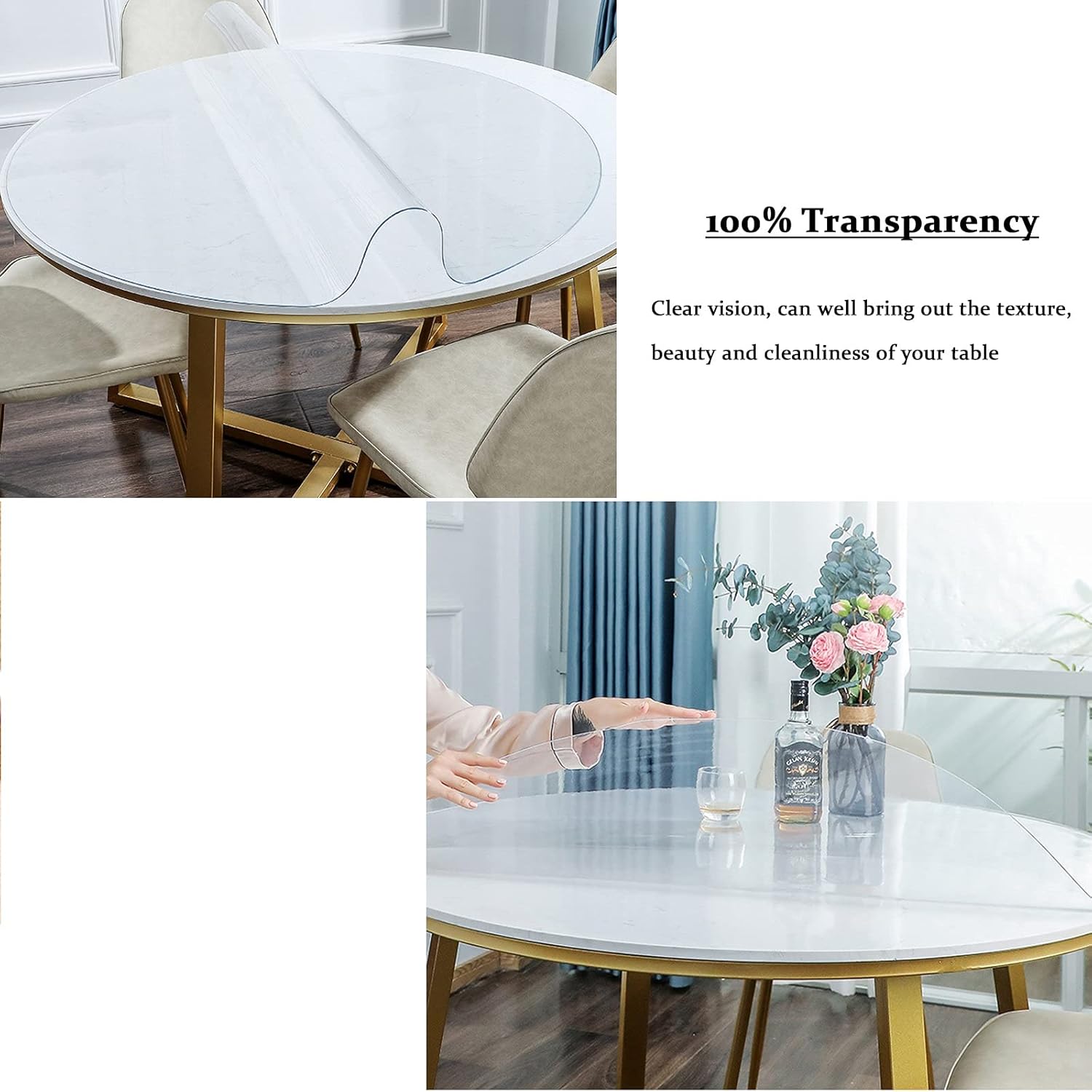 JYFZYTLL Protector de mesa transparente de 0.079 in de grosor, mantel redondo impermeable, diámetro de 16 a 55 pulgadas, almohadillas para mesas de